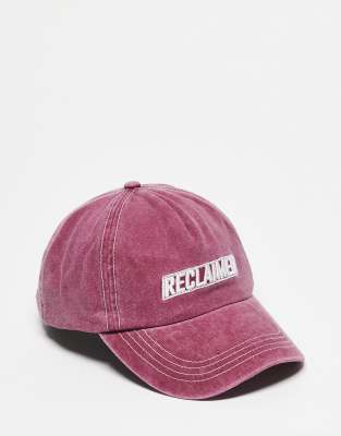 Reclaimed Vintage - Unisex-Kappe in verwaschenem Burgunderrot mit Logo
