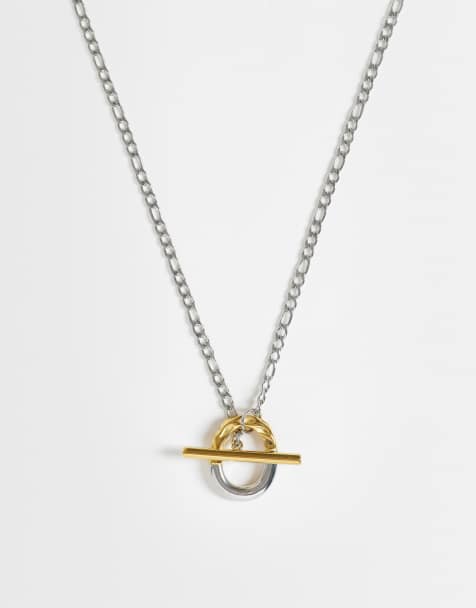 Reclaimed Vintage Unisex-Kette aus Edelstahl mit T-Bar und Mixed-Metal-Design - view 1