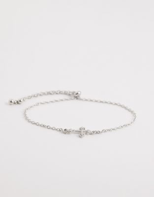 Reclaimed Vintage - Unisex-Kettenarmband in Silberoptik mit Kreuzdetail