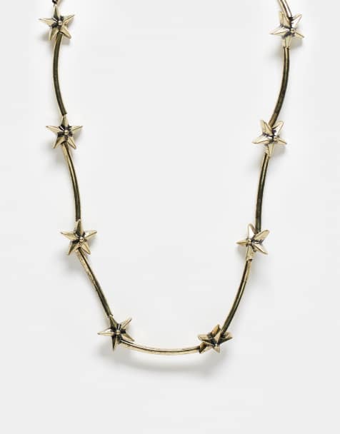 Reclaimed Vintage - Unisex ketting met sterren in goud - view 1