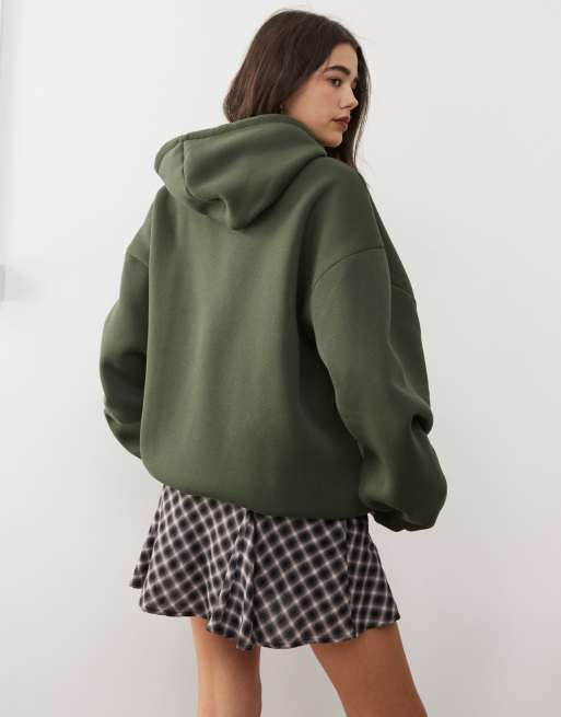 Reclaimed Vintage – Unisex – Khakifärgad huvtröja i oversize med logga, 4 av 4