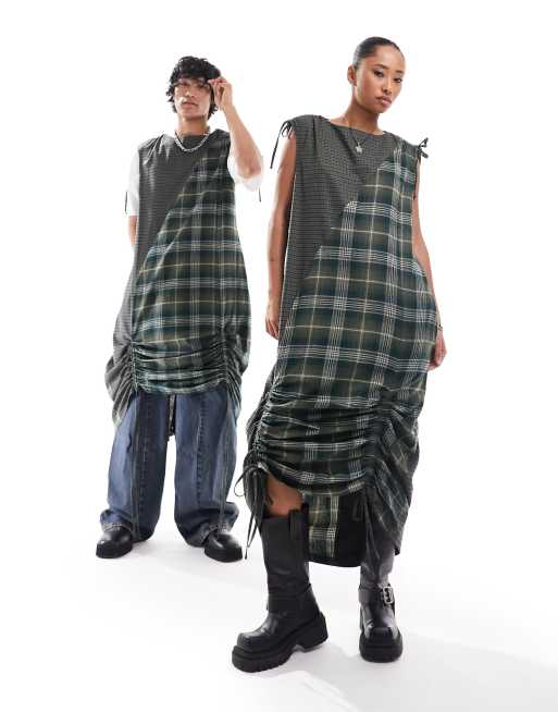 Reclaimed Vintage – Unisex-Kleid mit Karomuster und Raffung, 4 von 4