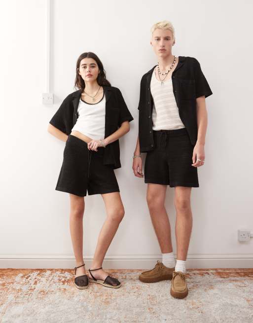Reclaimed Vintage Unisex knit set in black with trim