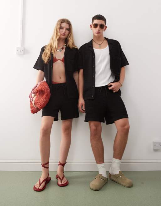 Reclaimed Vintage unisex knitted co-ord in black with trim