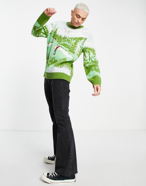 Reclaimed Vintage Unisex knitted jumper with golf print | ASOS