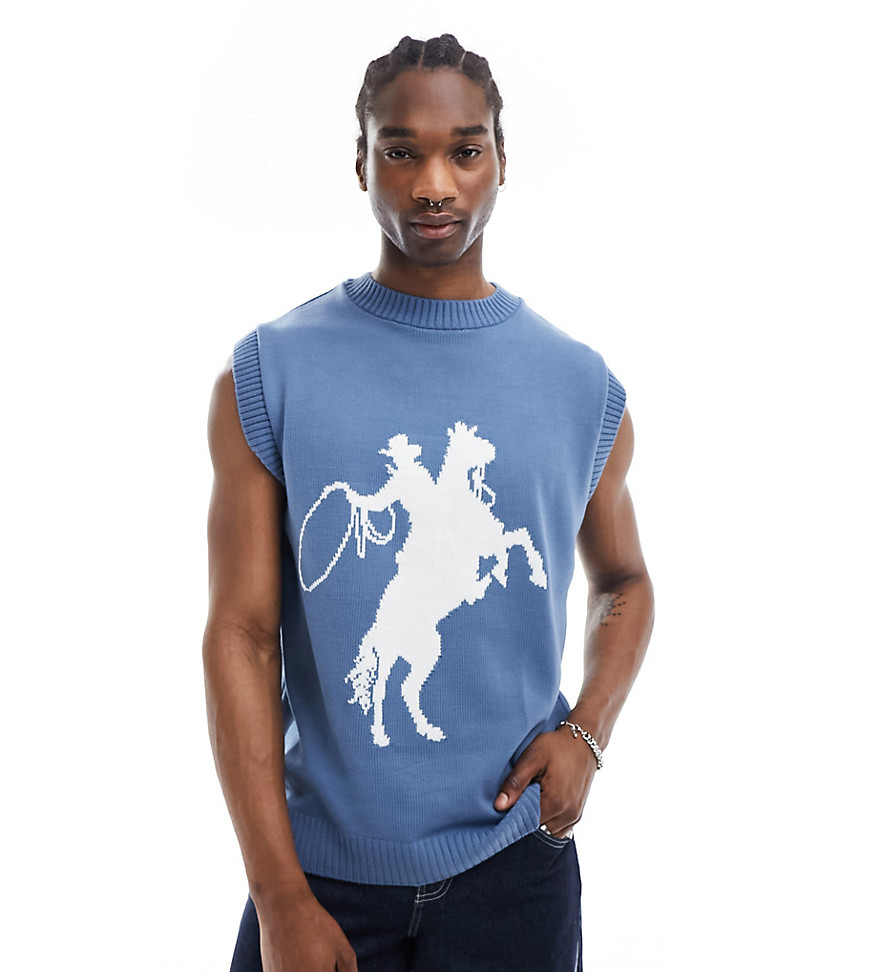 Reclaimed Vintage unisex knitted rodeo tank-Blue