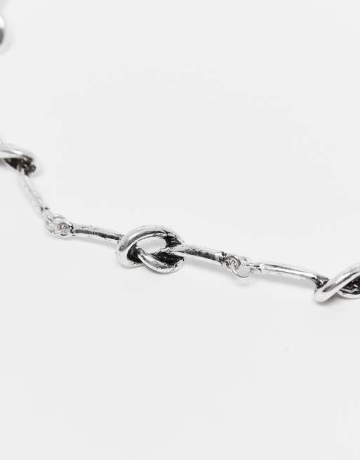 Reclaimed Vintage Unisex knot link chain necklace in silver