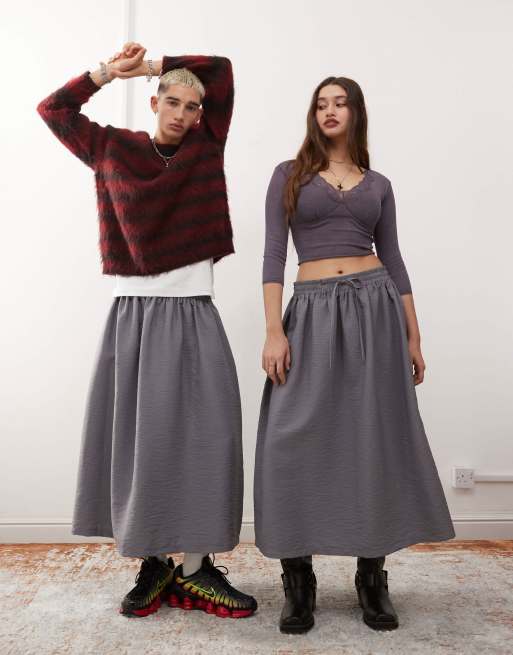 Reclaimed Vintage - Unisex - Koksgrå nederdel i nylon 