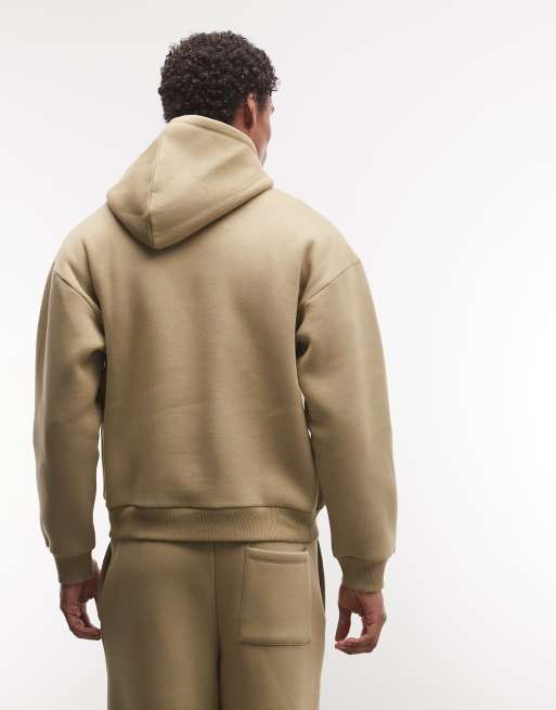 Reclaimed Vintage unisex kraftig boxig huvtröja set i khaki, 4 av 4