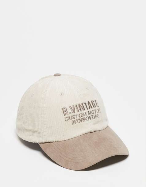 Reclaimed Vintage Unisex – Kremowa sztruksowa czapka z daszkiem i logo - view 1