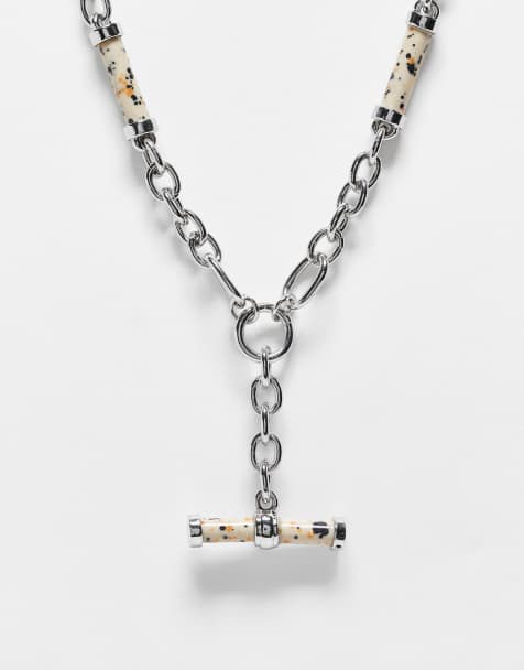 Reclaimed Vintage unisex lariat necklace in silver - view 1