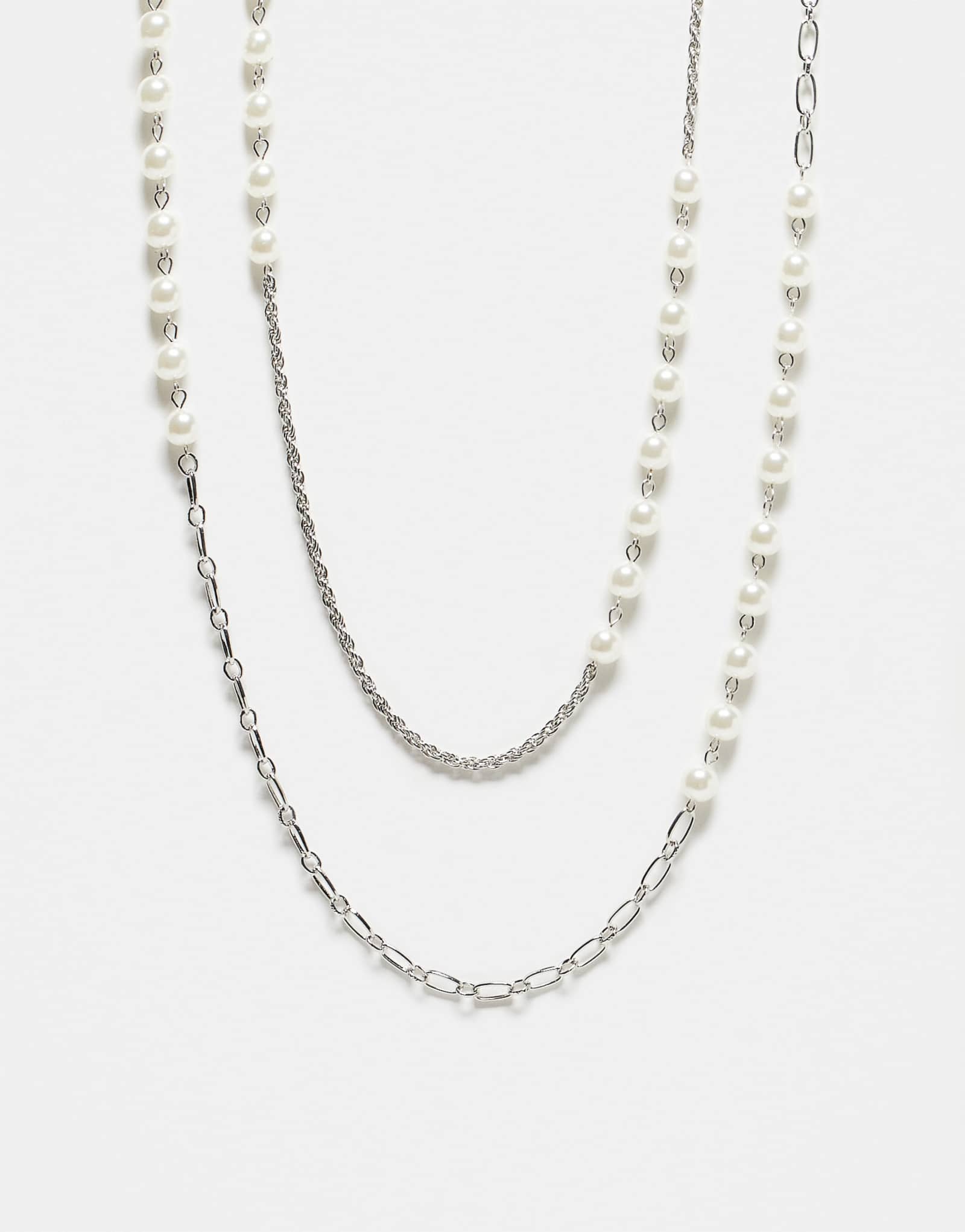 Восстановленные винтажные многослойные ожерелья унисекс в 2-х рядном исполнении с жемчугом из серебра