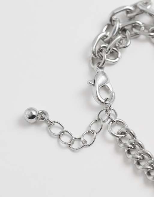 Reclaimed Vintage unisex layered linked bracelet in silver, 2 of 3