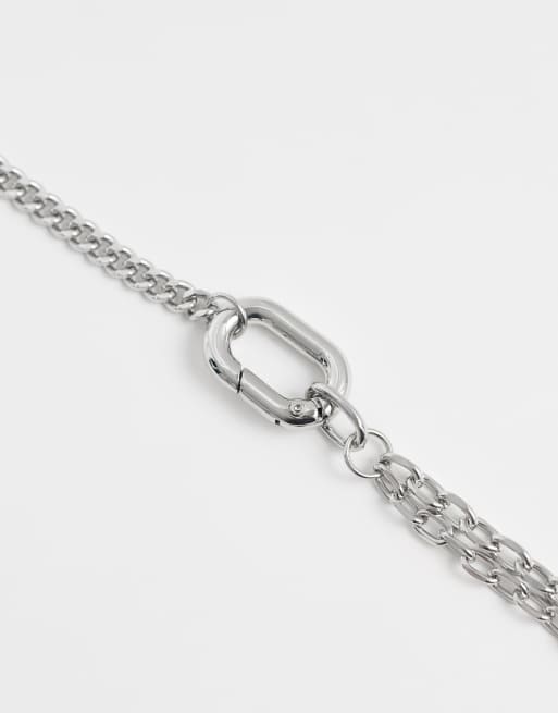 Reclaimed Vintage unisex layered linked bracelet in silver, 3 of 3