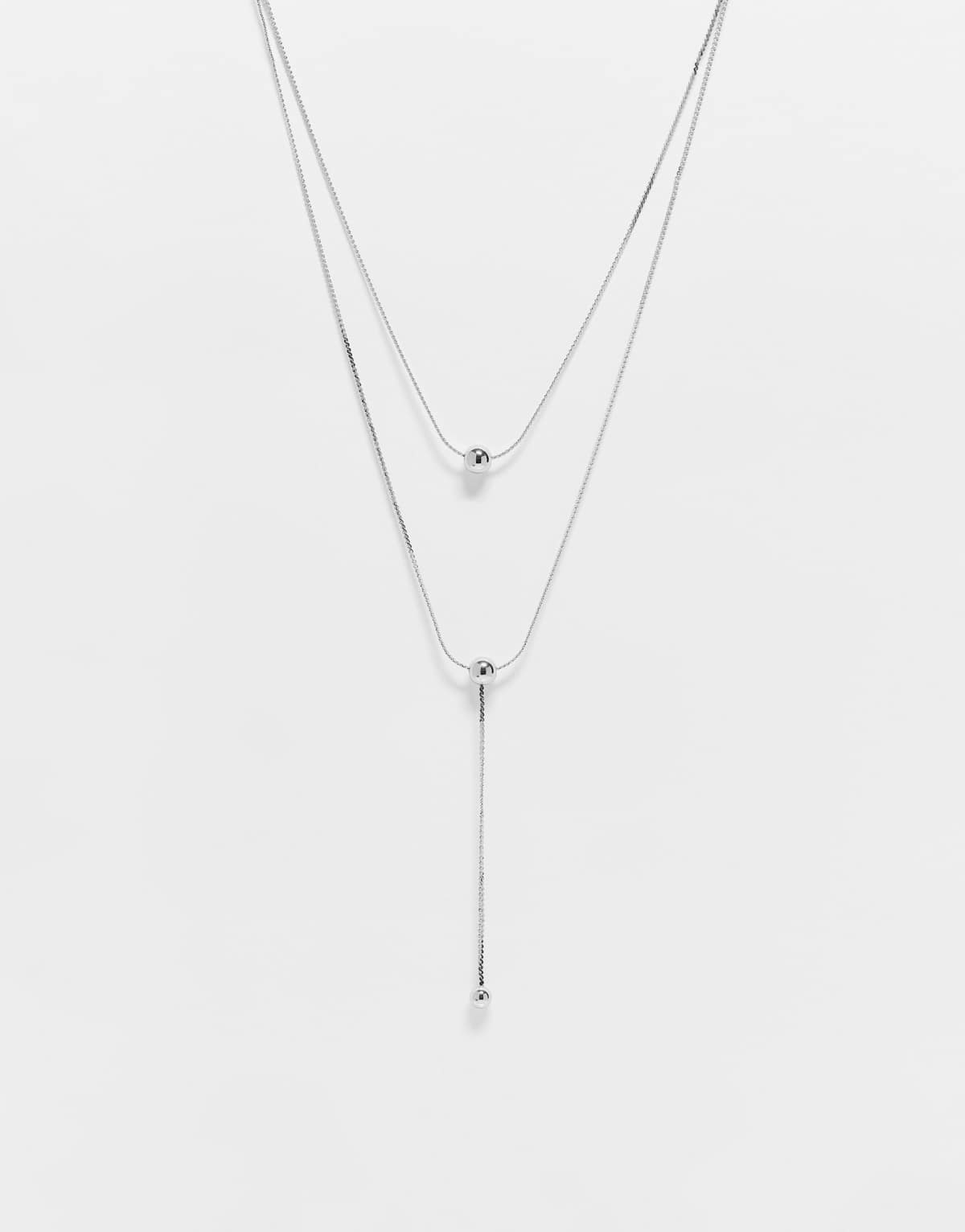 Reclaimed Vintage unisex layered necklace in silver