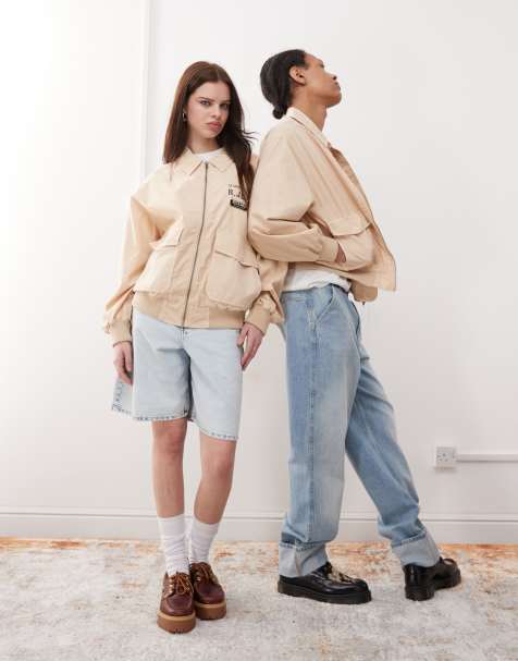 Reclaimed Vintage unisex lightweight harrington bomber jacket in stone - view 1