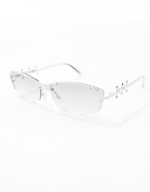 Reclaimed Vintage unisex limited edition pierced sunglasses in silver, 3 of 4