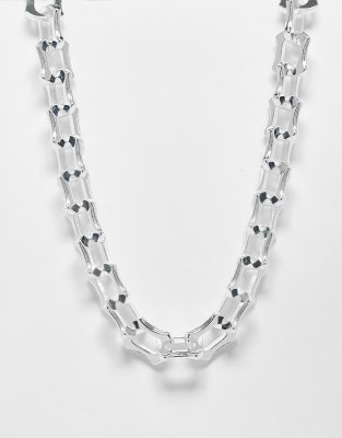 Reclaimed Vintage Unisex Limited Edition Statement Necklace In Real Silver Plate