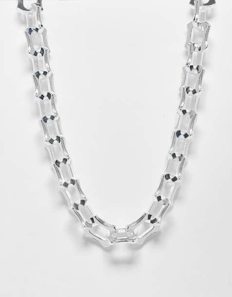 Reclaimed Vintage unisex limited edition statement necklace in real silver plate - view 1