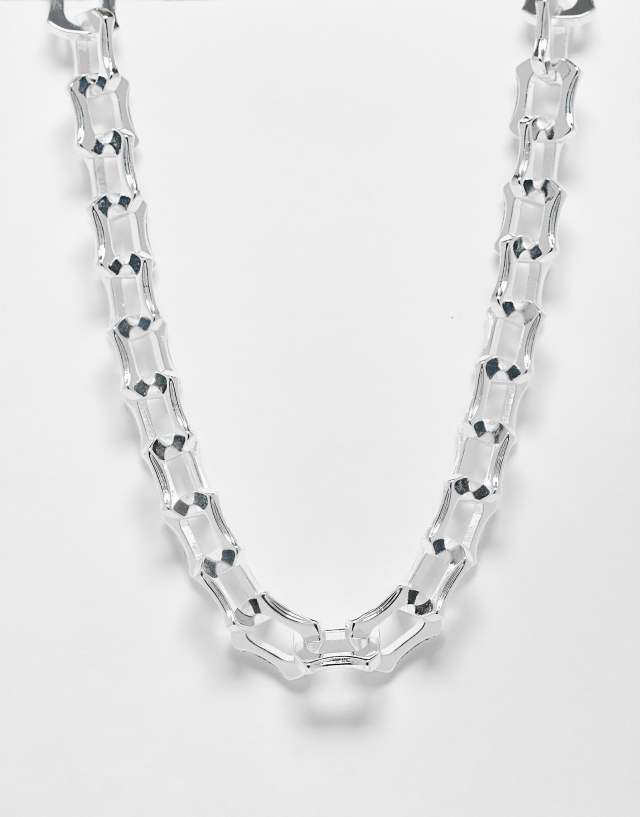 Reclaimed Vintage unisex limited edition statement necklace in real silver plate