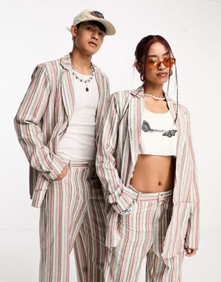 Reclaimed Vintage limited edition suit and trouser co-ord in summer stripe with