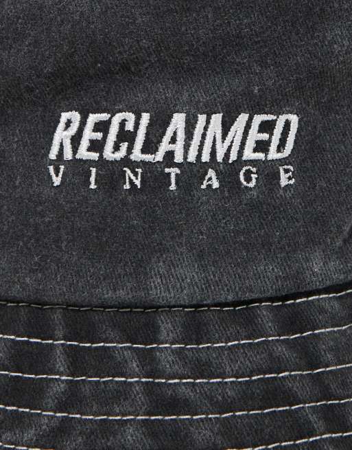 Reclaimed Vintage unisex logo bucket hat in black, 3 of 4