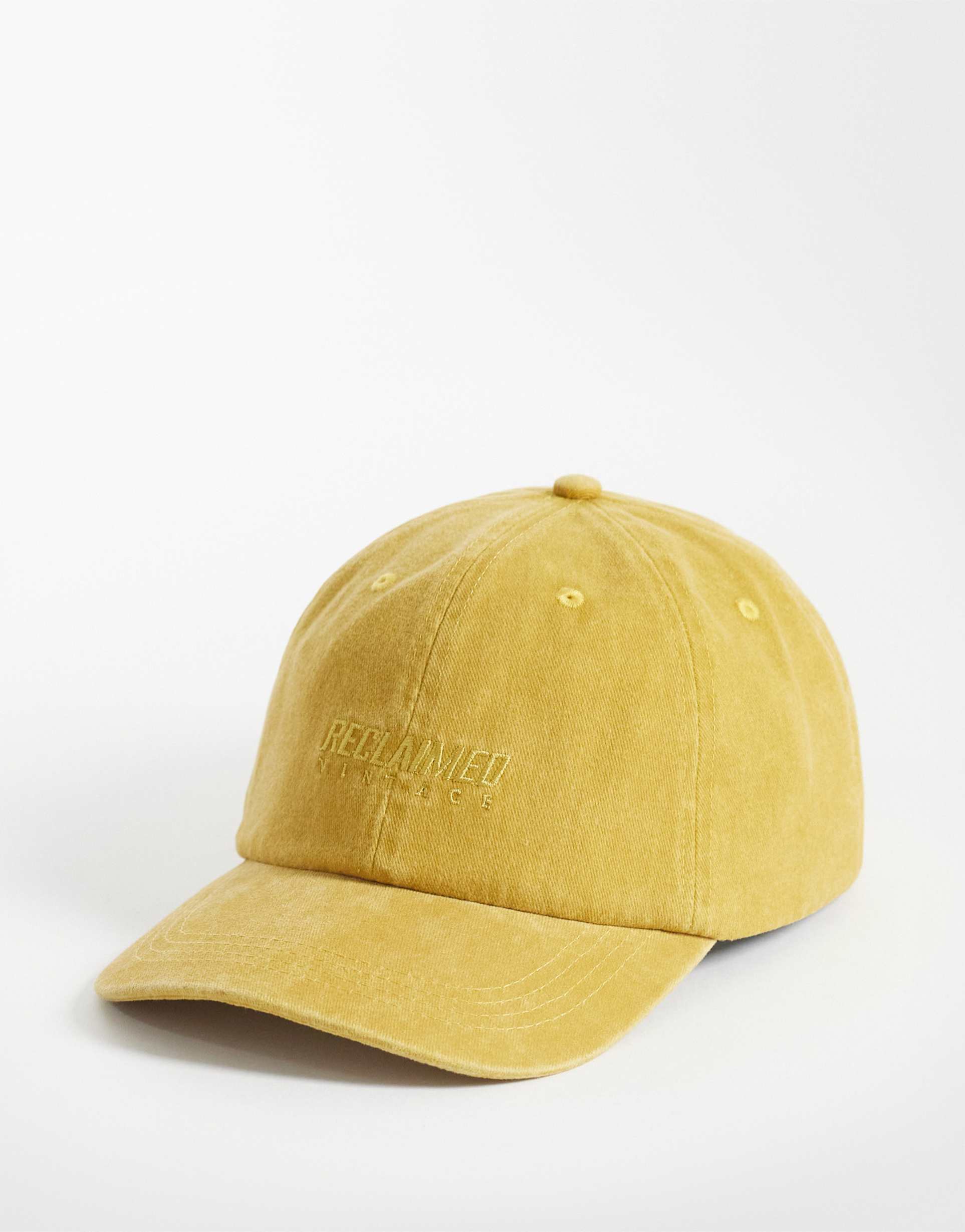 reclaimed vintage unisex logo cap in mustard