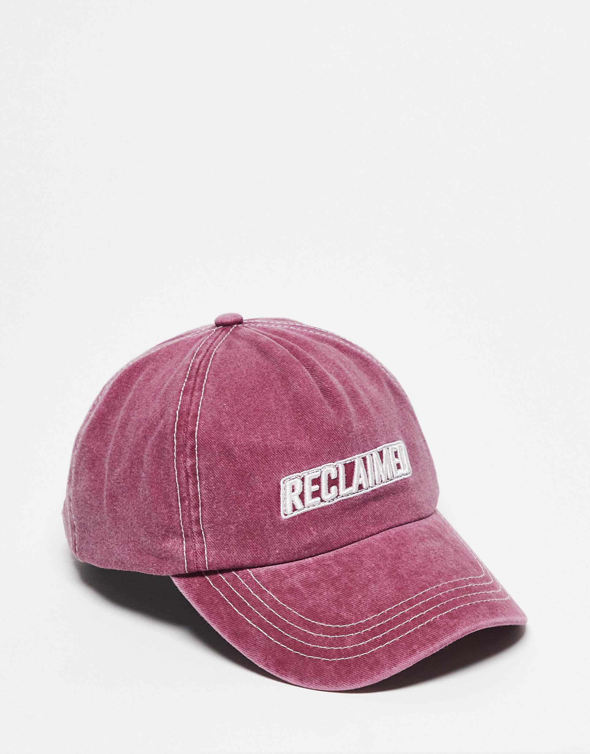 reclaimed vintage unisex logo cap in washed burgundy