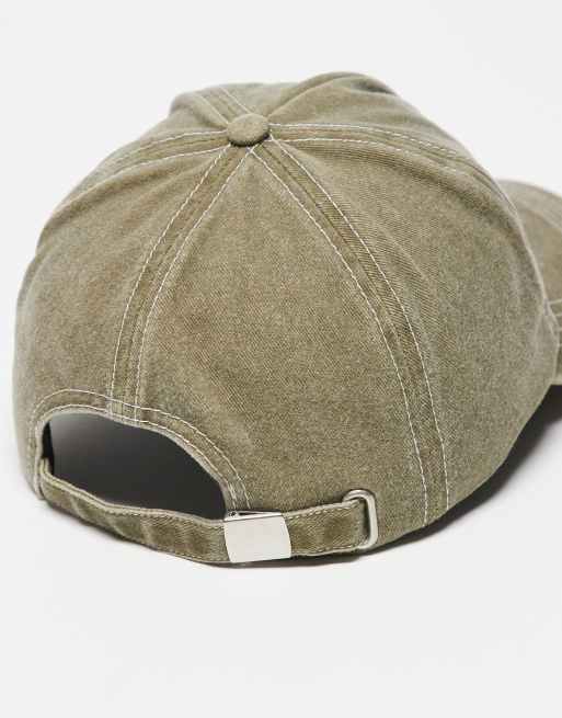 Reclaimed Vintage Unisex logo cap in washed khaki green, 3 of 3