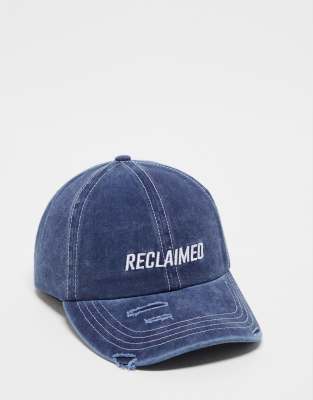 Reclaimed Vintage unisex Highloft cap in washed navy 