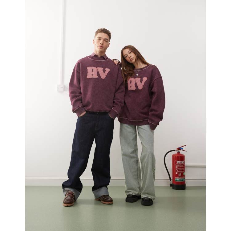 Reclaimed vintage sweat with logo embroidery and taping in black top