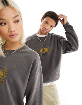 Reclaimed Vintage unisex logo sweat in washed charcoal-Grey