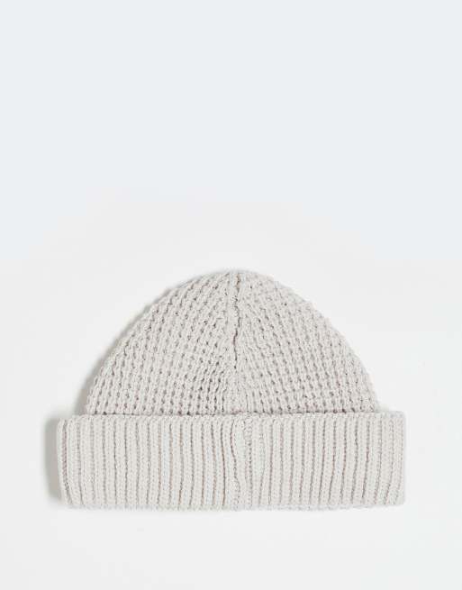 Reclaimed Vintage unisex logo waffle beanie in ecru, 2 of 3