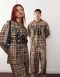 [Reclaimed Vintage] Reclaimed Vintage unisex long sleeve football top in check print-Multi L MULTI