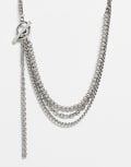 [Reclaimed Vintage] Reclaimed Vintage unisex longer length necklace with T bar in silver One Size Silver