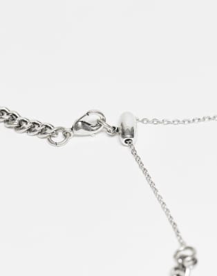 Reclaimed Vintage Unisex Longer Length Necklace With T-bar In Silver