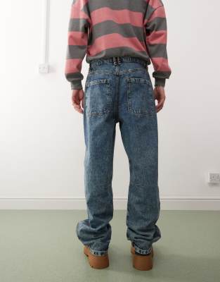 Reclaimed Vintage Unisex Loose Fit Motocross Jeans In Blue