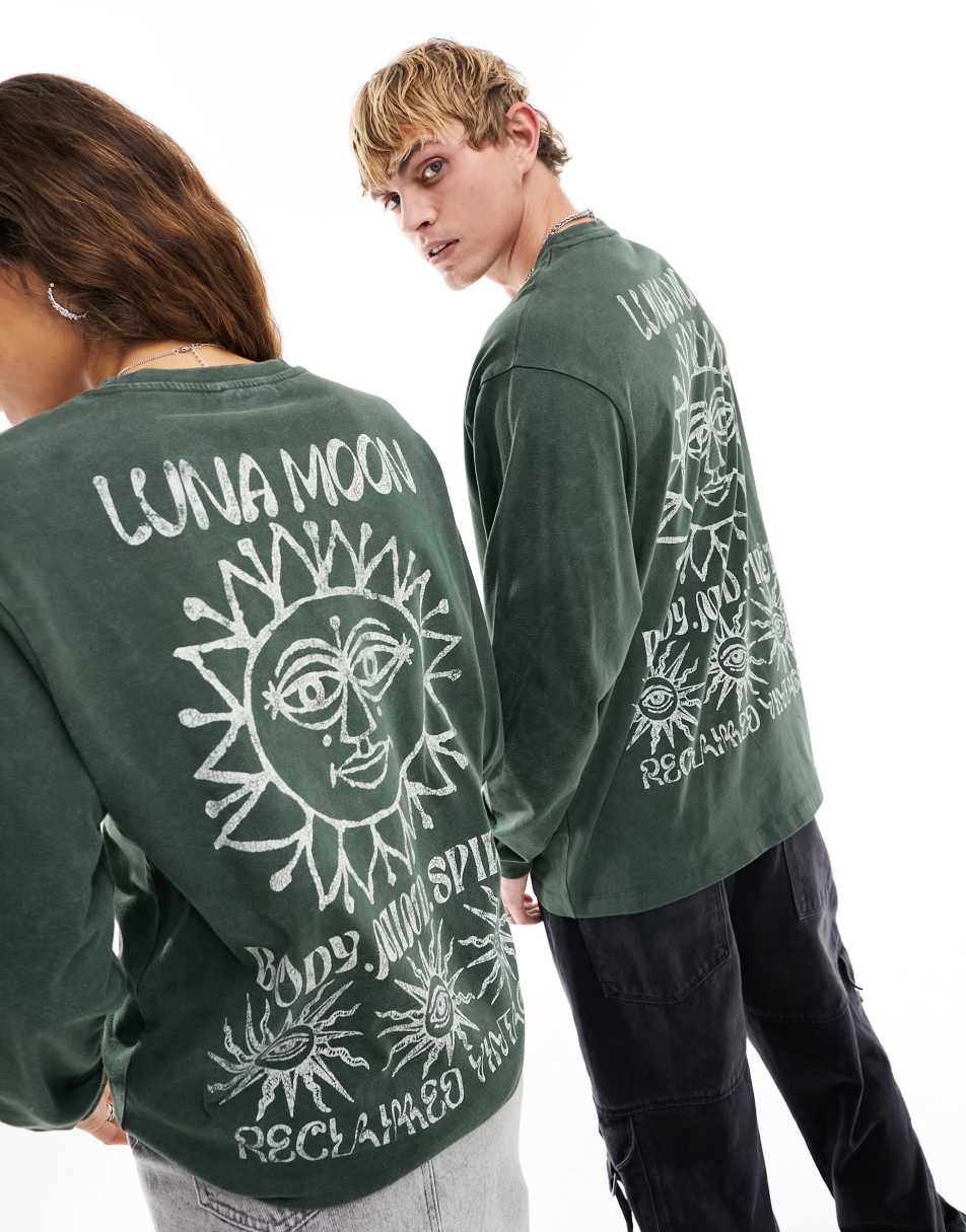 Reclaimed Vintage unisex lunar moon skate tee in khaki
