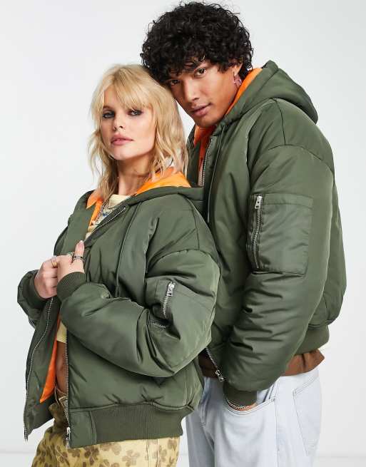 Reclaimed Vintage unisex MA1 bomber jacket in khaki