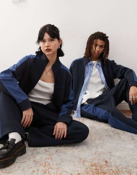 Reclaimed Vintage – Unisex – Marinblå träningsjacka med dragkedja - view 1