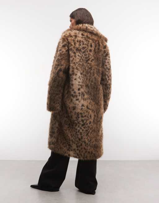Reclaimed Vintage unisex maxifrakke i imiteret pels med blødt tigerprint, 3 af 4