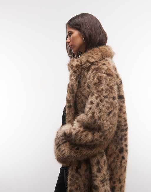 Reclaimed Vintage unisex maxifrakke i imiteret pels med blødt tigerprint, 4 af 4