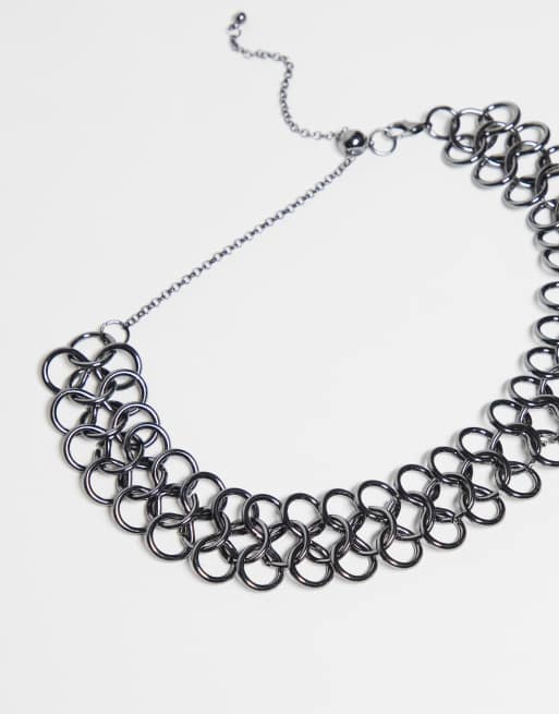 Reclaimed Vintage unisex metal tattoo choker necklace in black ASOS