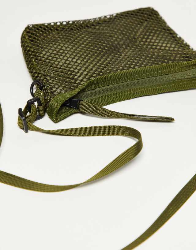 Reclaimed Vintage unisex mini padded side bag in khaki 0