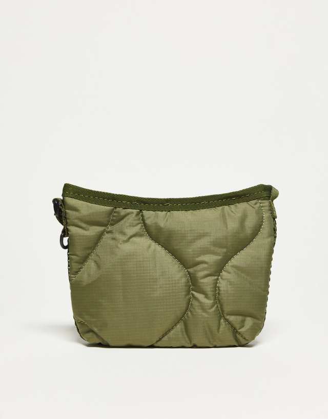 Reclaimed Vintage unisex mini padded side bag in khaki 1