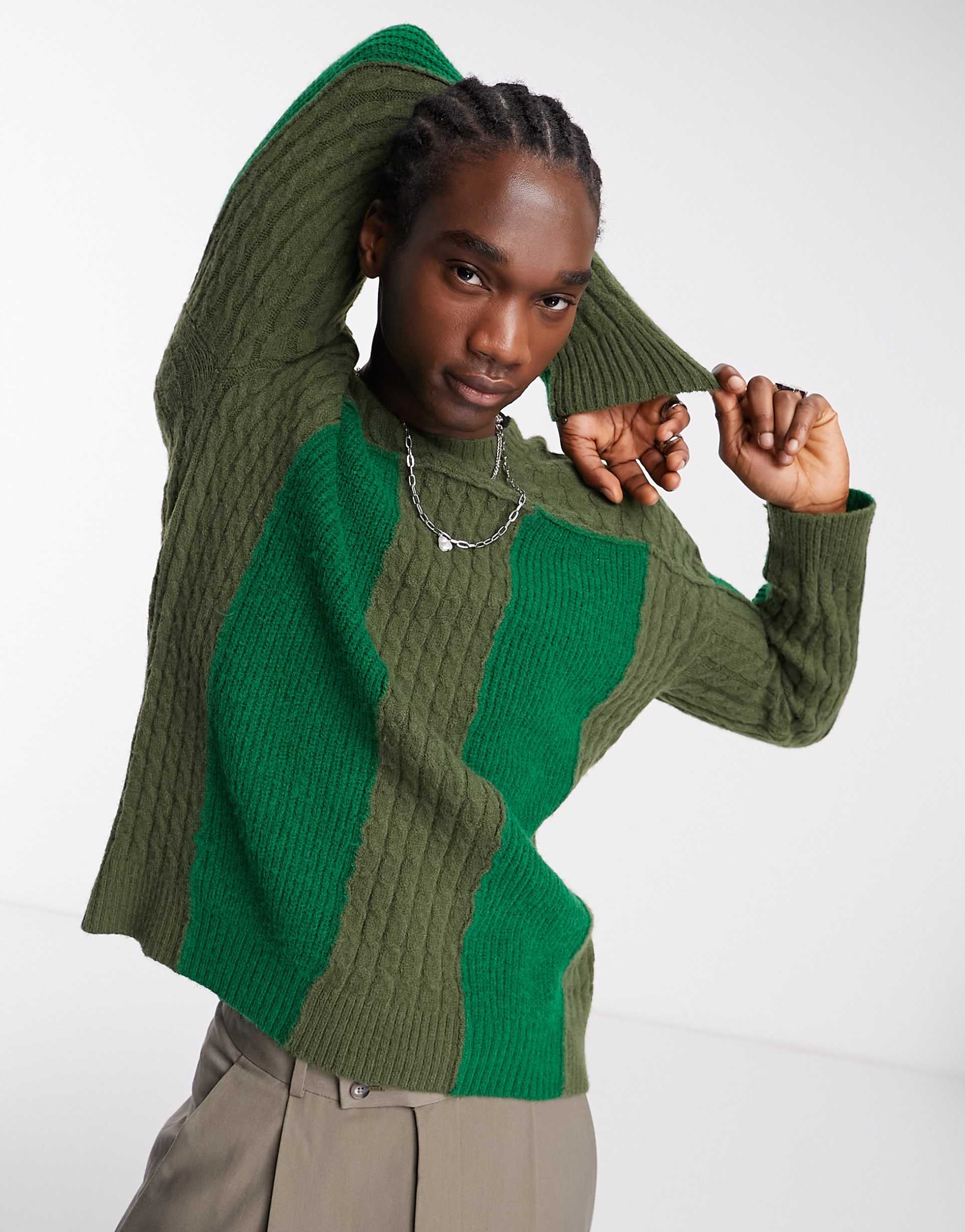 Reclaimed Vintage unisex mixed cable oversized jumper view 2