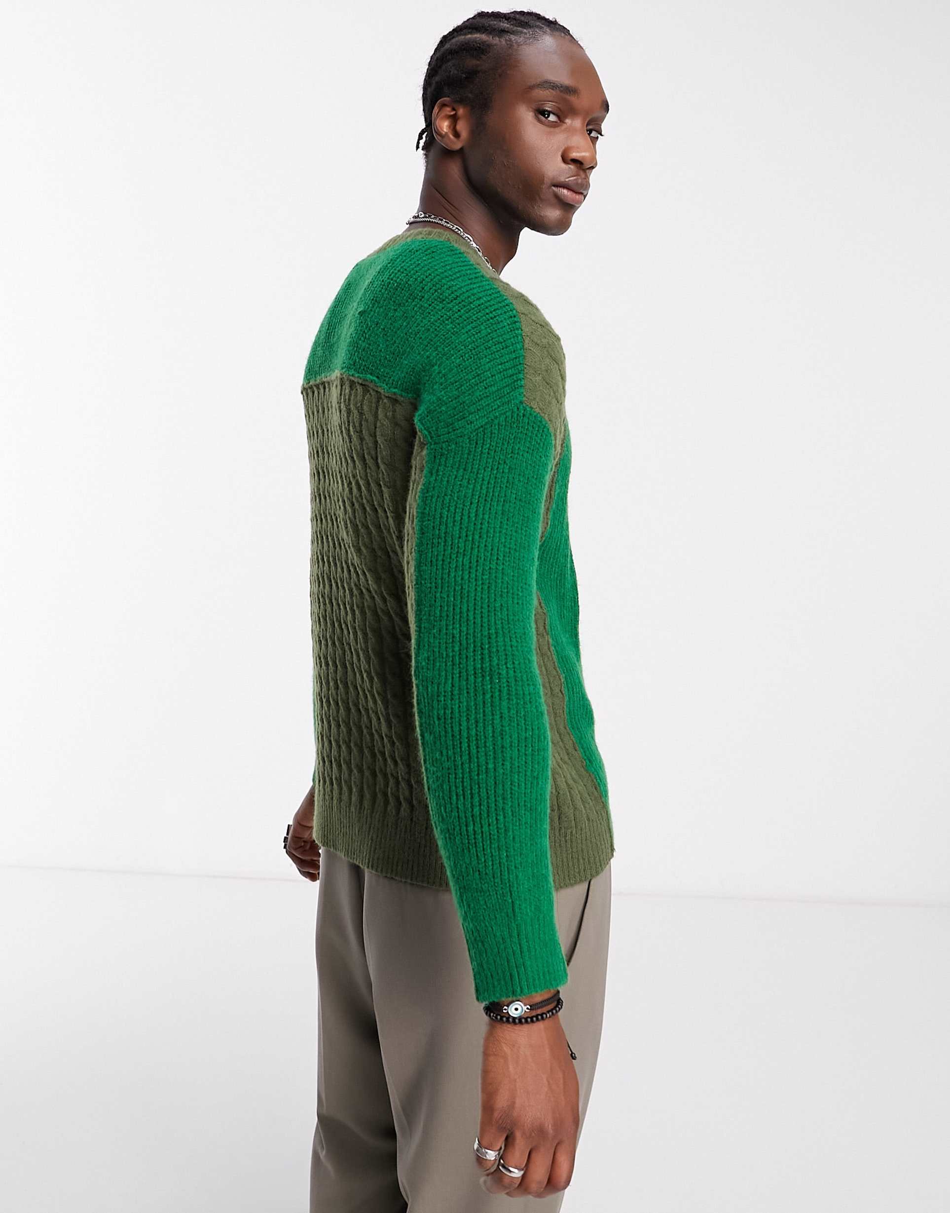 Reclaimed Vintage unisex mixed cable oversized jumper view 3