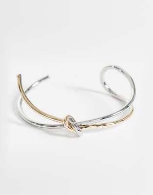 Reclaimed Vintage Unisex Mixed Metal Bangle In Gold