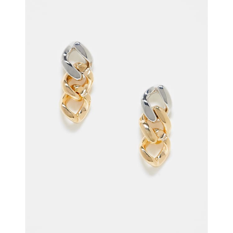 Reclaimed Vintage unisex mixed metal chain drop earrings ASOS