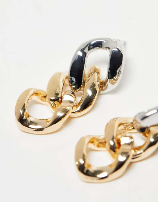 Reclaimed Vintage unisex mixed metal chain drop earrings